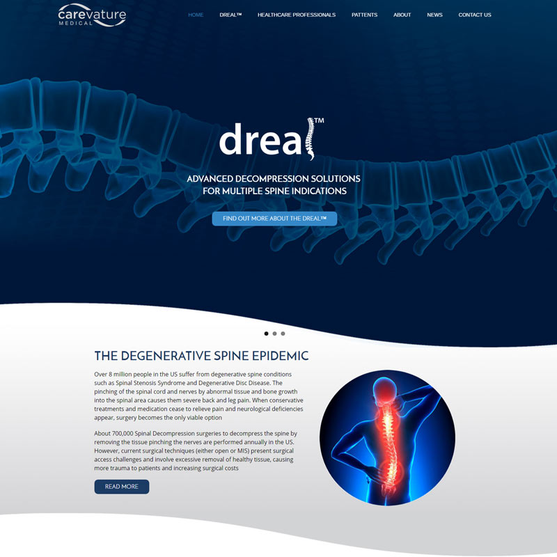 עיצוב ופיתוח אתר וורדפרס לחברת - Carevature Medical