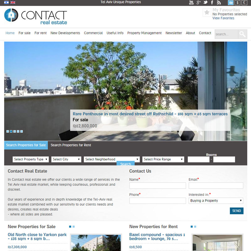 עיצוב ופיתוח אתר לסוכנות נדל"ן contact-estate